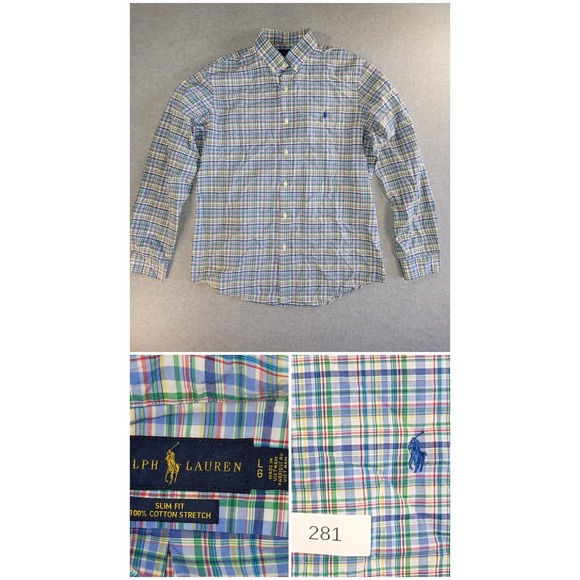 Polo Ralph Lauren Other - Polo Ralph Lauren Slim Fit Plaid Button Down Shirt Mens Large Cotton Stretch